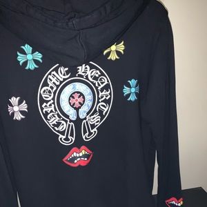 Black zip up chrome hearts hoodie